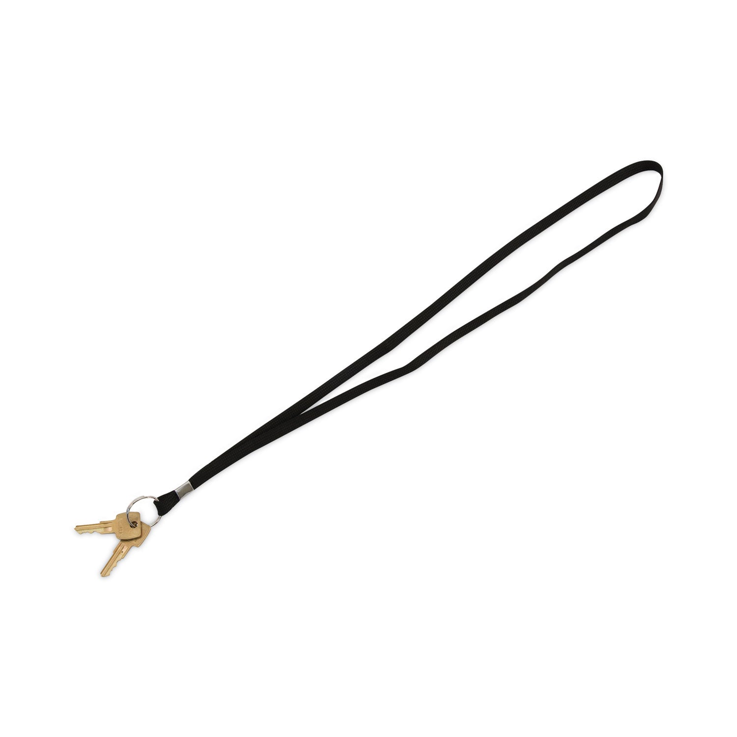 Deluxe Lanyards, Metal Ring Fastener, 36" Long, Black, 24/Box