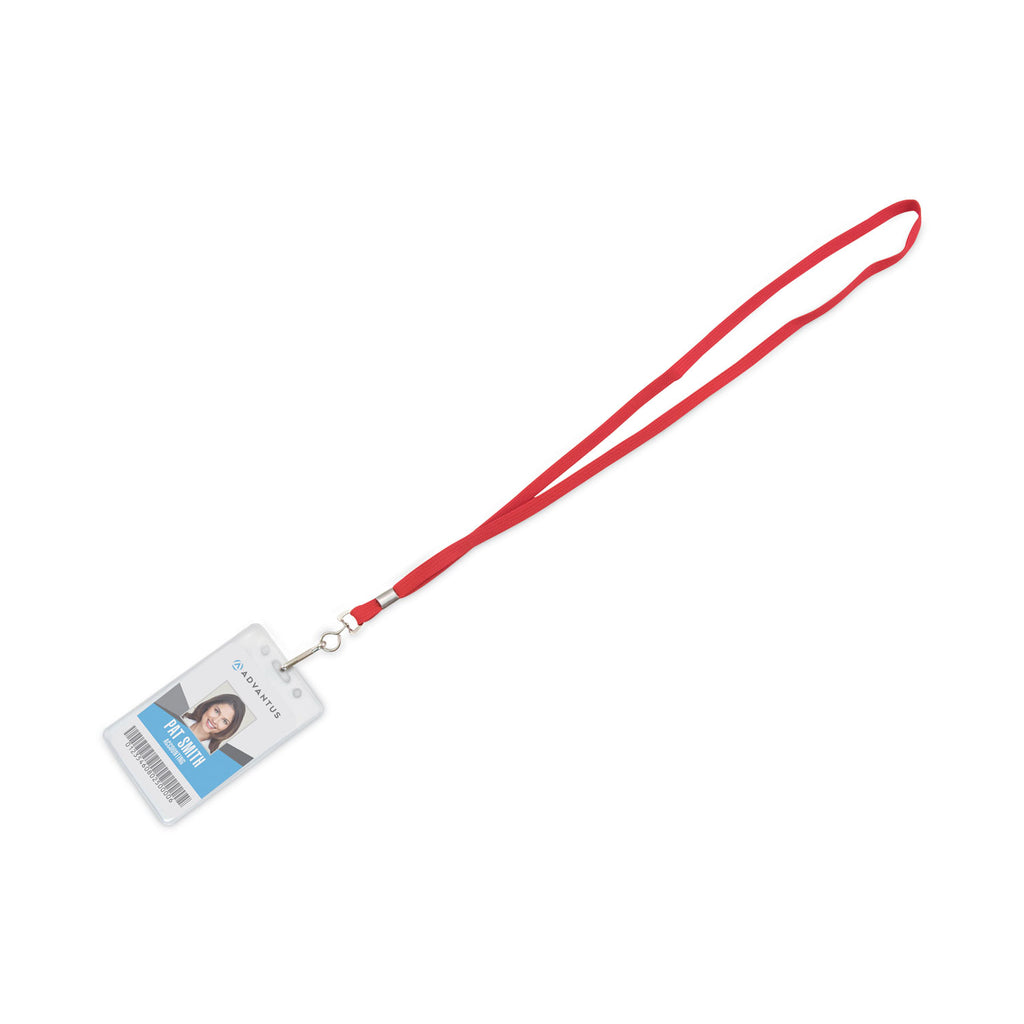 Deluxe Lanyards, Metal J-Hook Fastener, 36" Long, Red, 24/Box