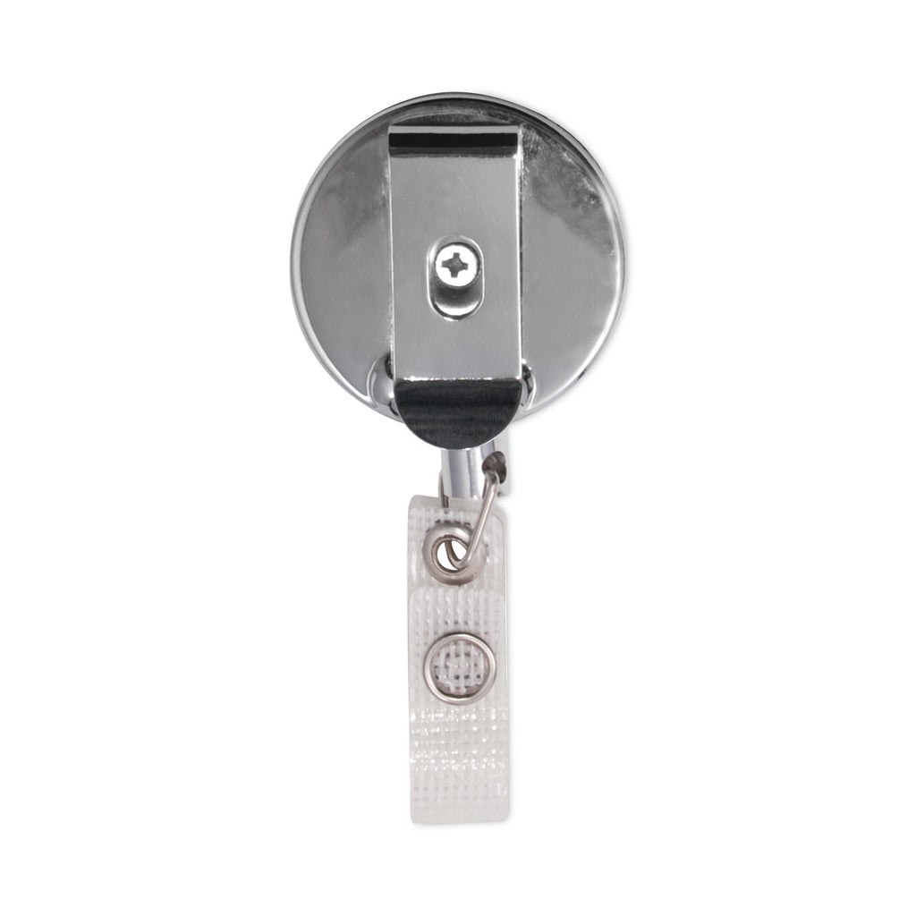 Premier Heavy-Duty Retractable ID Card Reel, 24" Extension, Black/Silver, 12/Box