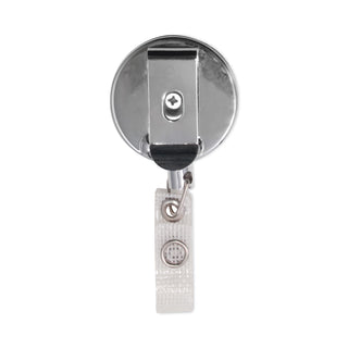 Premier Heavy-Duty Retractable ID Card Reel, 24" Extension, Black/Silver, 12/Box
