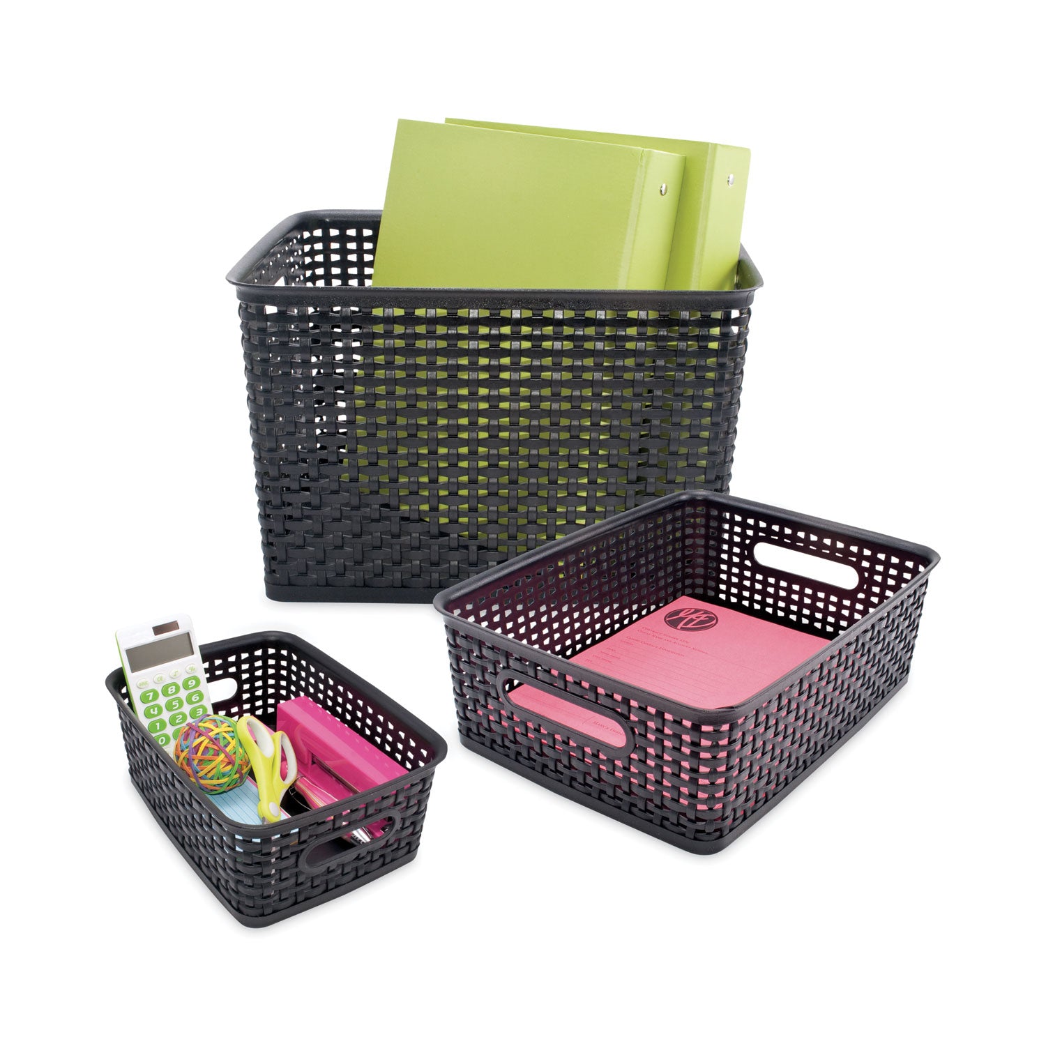 Weave Bins, 13.63 x 10.75 x 9, Black, 3/Pack - 