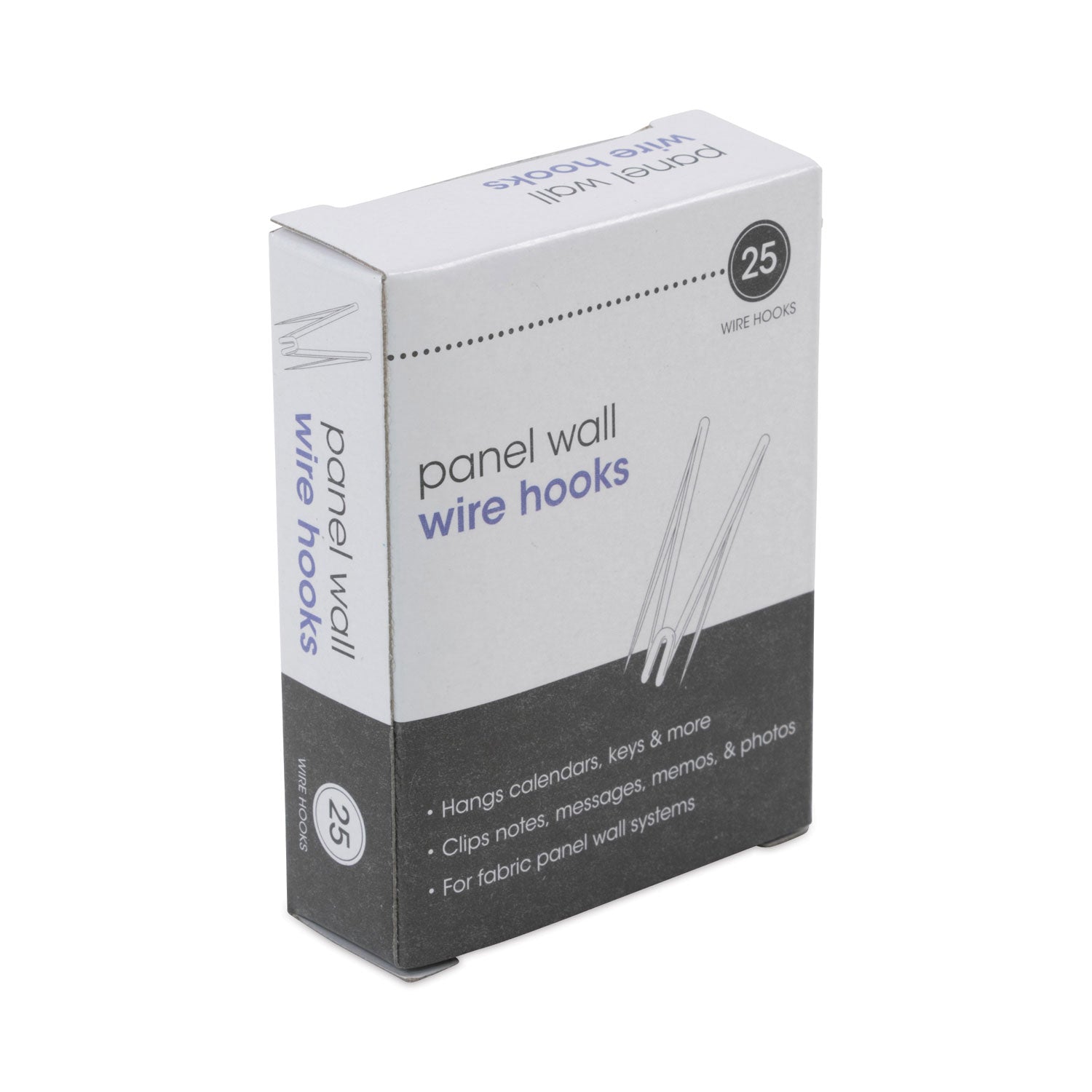 Panel Wall Wire Hooks, Silver, 25 Hooks/Pack