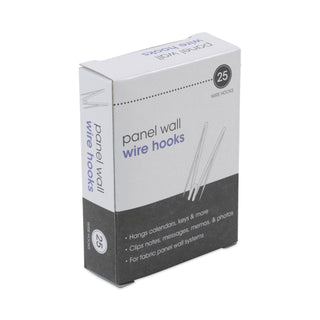 Panel Wall Wire Hooks, Silver, 25 Hooks/Pack