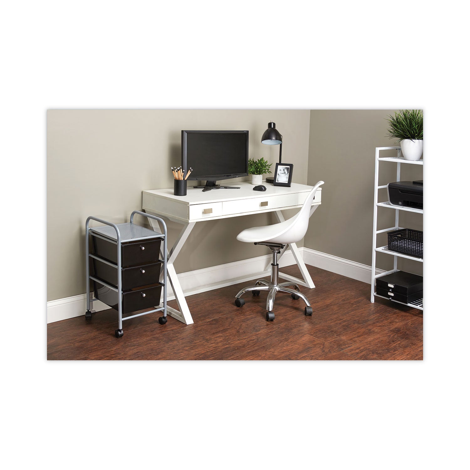 Advantus 3-Drawer Organizer - 3 Drawer - 4 Casters - Metal - x 15.5" Width x 13" Depth x 27" Height - Smoke - 1 Each - 4