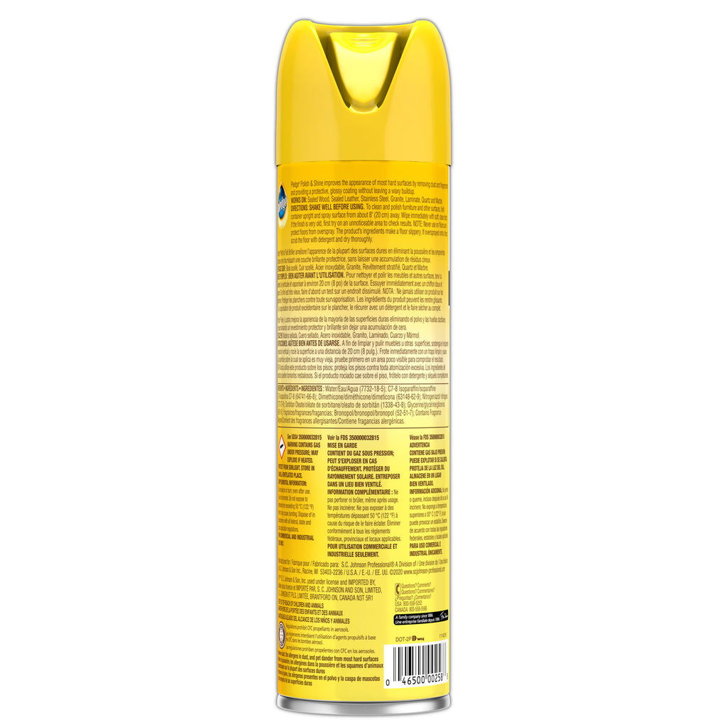 Furniture Polish, Lemon, 14.2 oz Aerosol Spray, 6/Carton