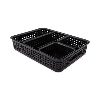 Advantus 5-pack Plastic Weave Bins - Desktop - Black - Plastic - 5 / Pack