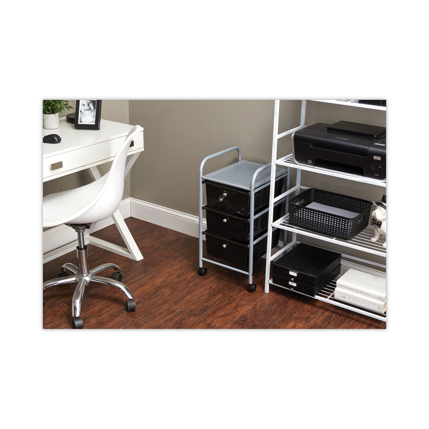 Advantus 3-Drawer Organizer - 3 Drawer - 4 Casters - Metal - x 15.5" Width x 13" Depth x 27" Height - Smoke - 1 Each - 3