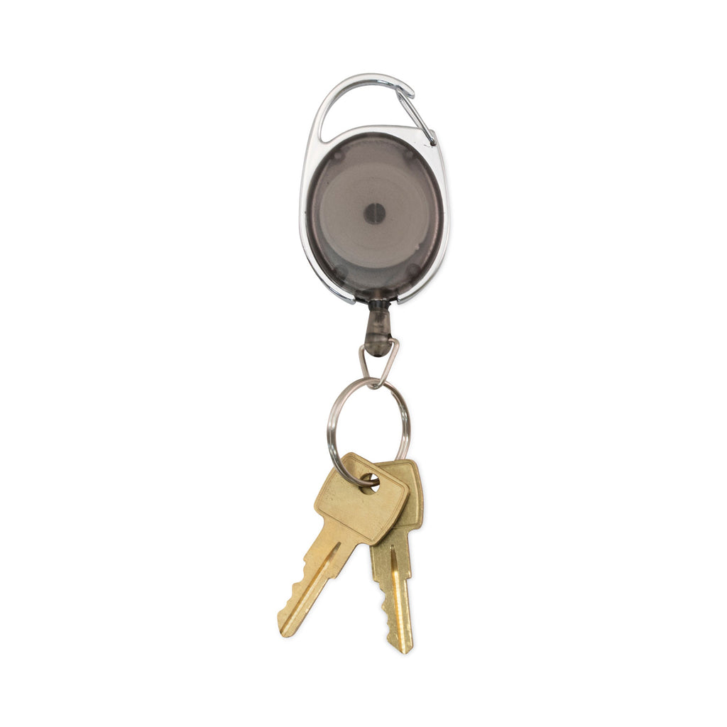 Carabiner-Style Retractable ID Card Reel, 30" Extension, Smoke, 6/Pack