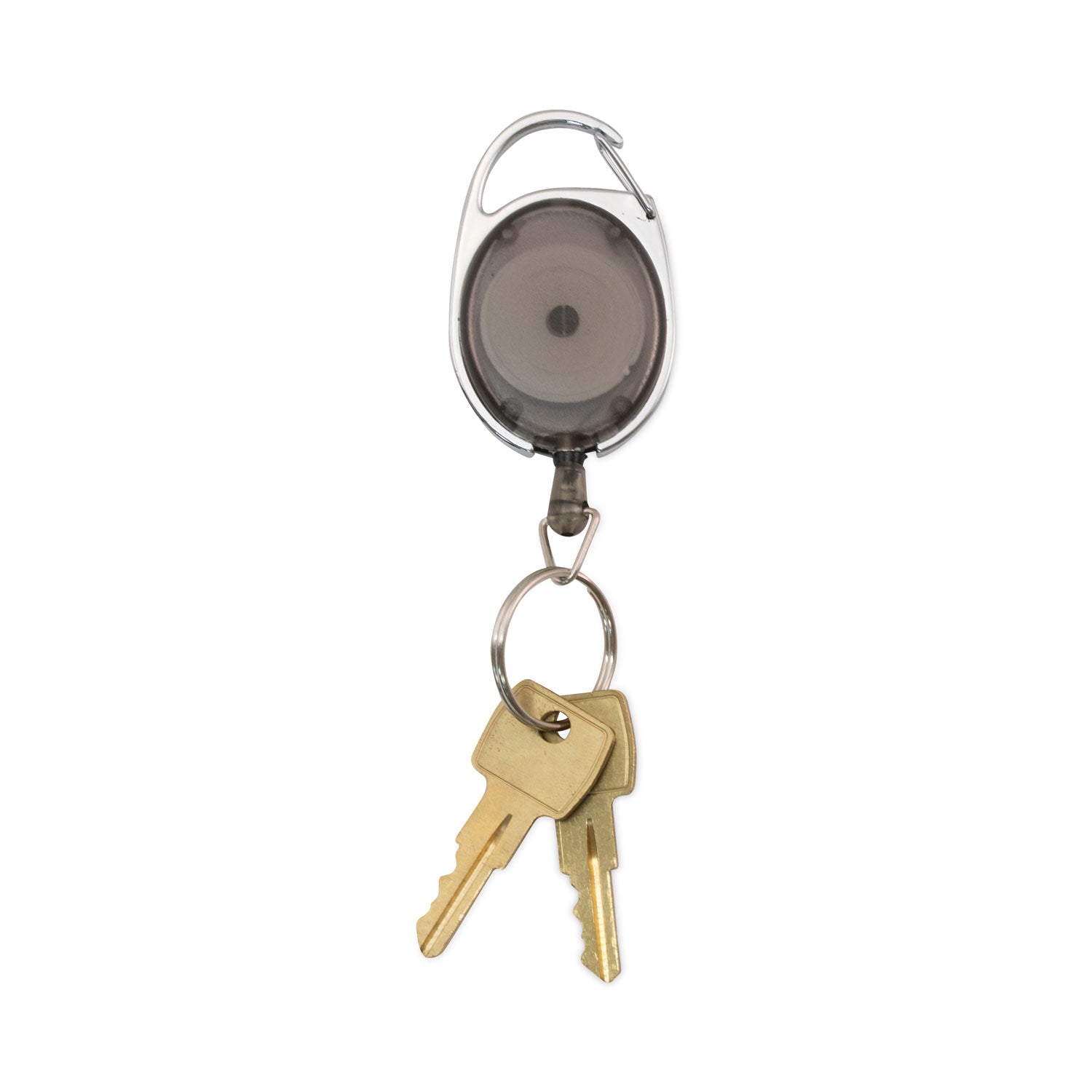 Carabiner-Style Retractable ID Card Reel, 30" Extension, Smoke, 6/Pack