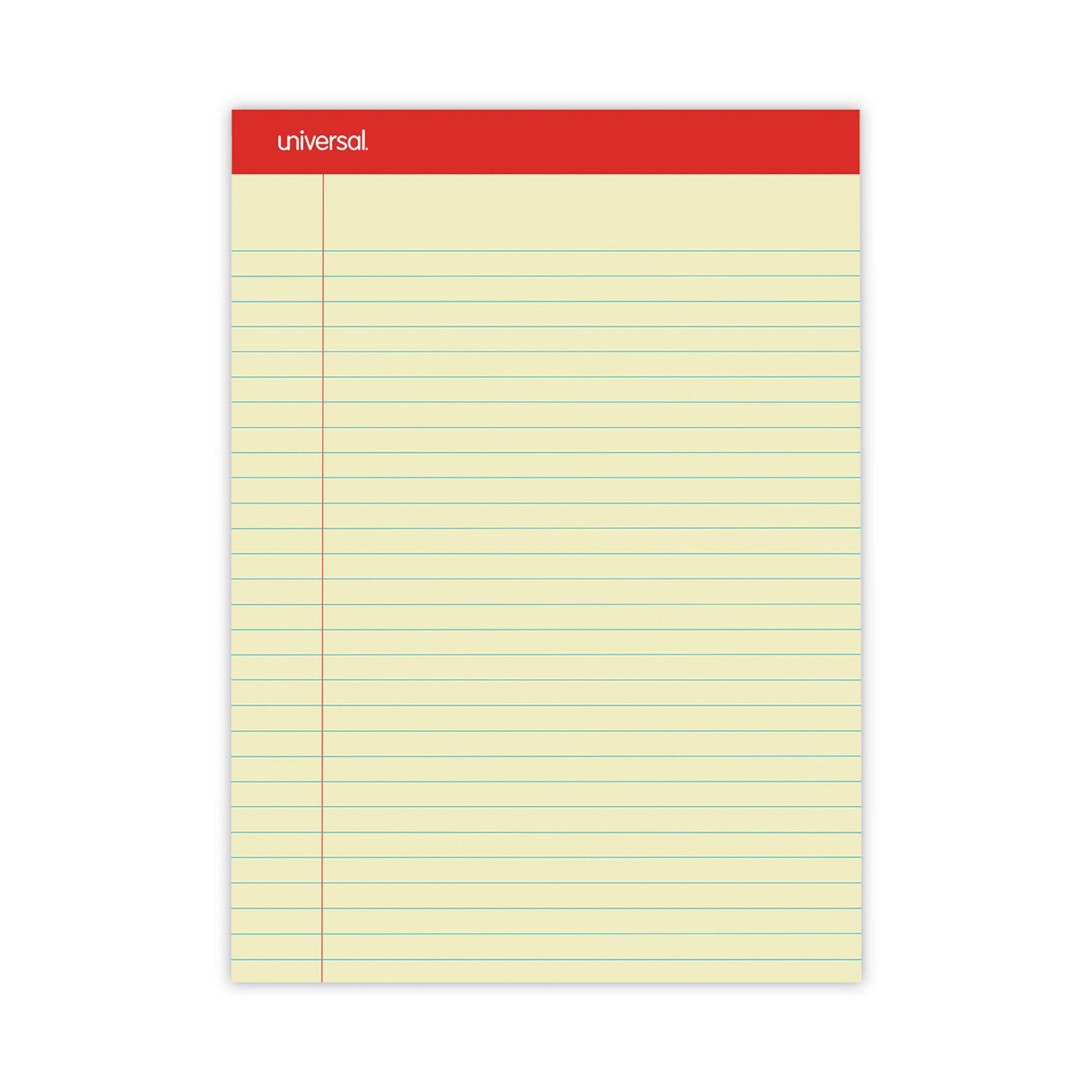 Perforated Ruled Writing Pads, Wide/Legal Rule, Red Headband, 50 Canary-Yellow 8.5 x 11.75 Sheets, Dozen - 