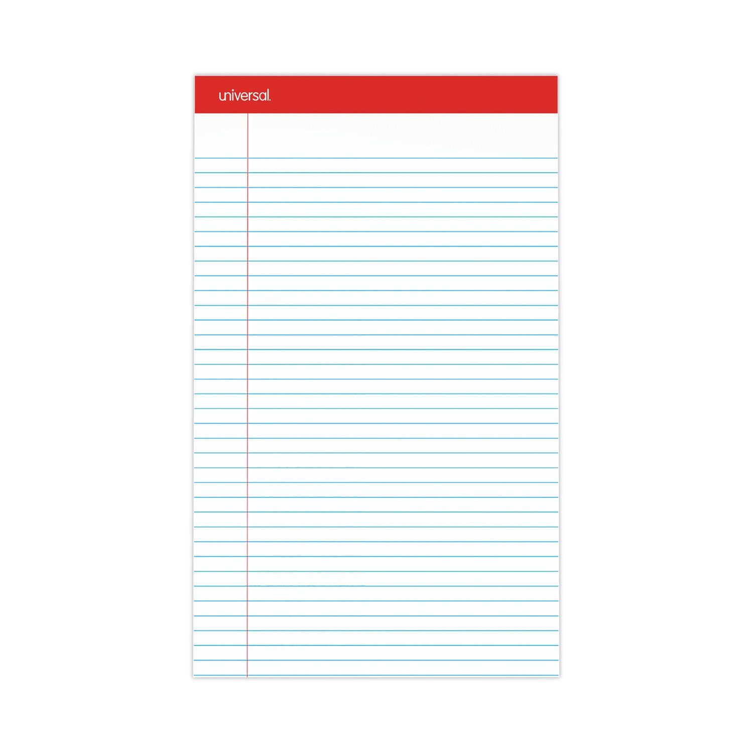 Perforated Ruled Writing Pads, Wide/Legal Rule, Red Headband, 50 White 8.5 x 14 Sheets, Dozen - 