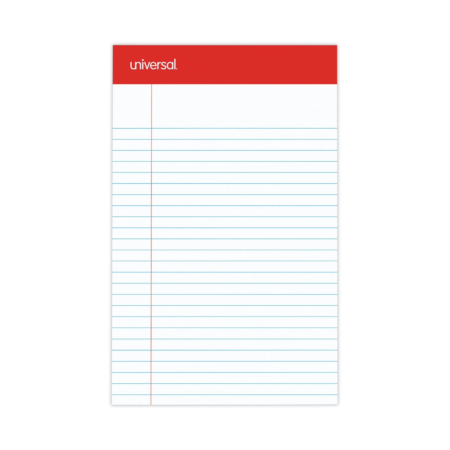 Perforated Ruled Writing Pads, Narrow Rule, Red Headband, 50 White 5 x 8 Sheets, Dozen - 