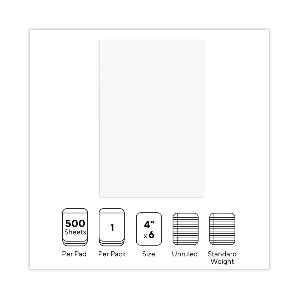 Loose White Memo Sheets, 4 x 6, Unruled, Plain White, 500/Pack