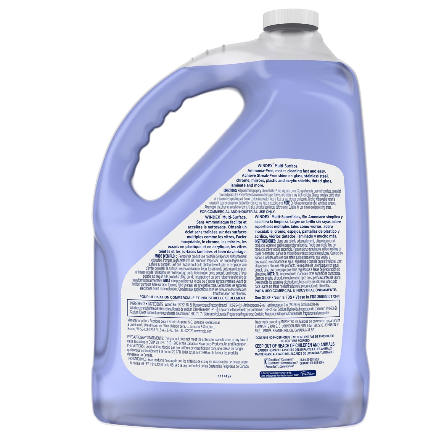 Non-Ammoniated Glass/Multi Surface Cleaner, Pleasant Scent, 128 oz Bottle, 4/CT