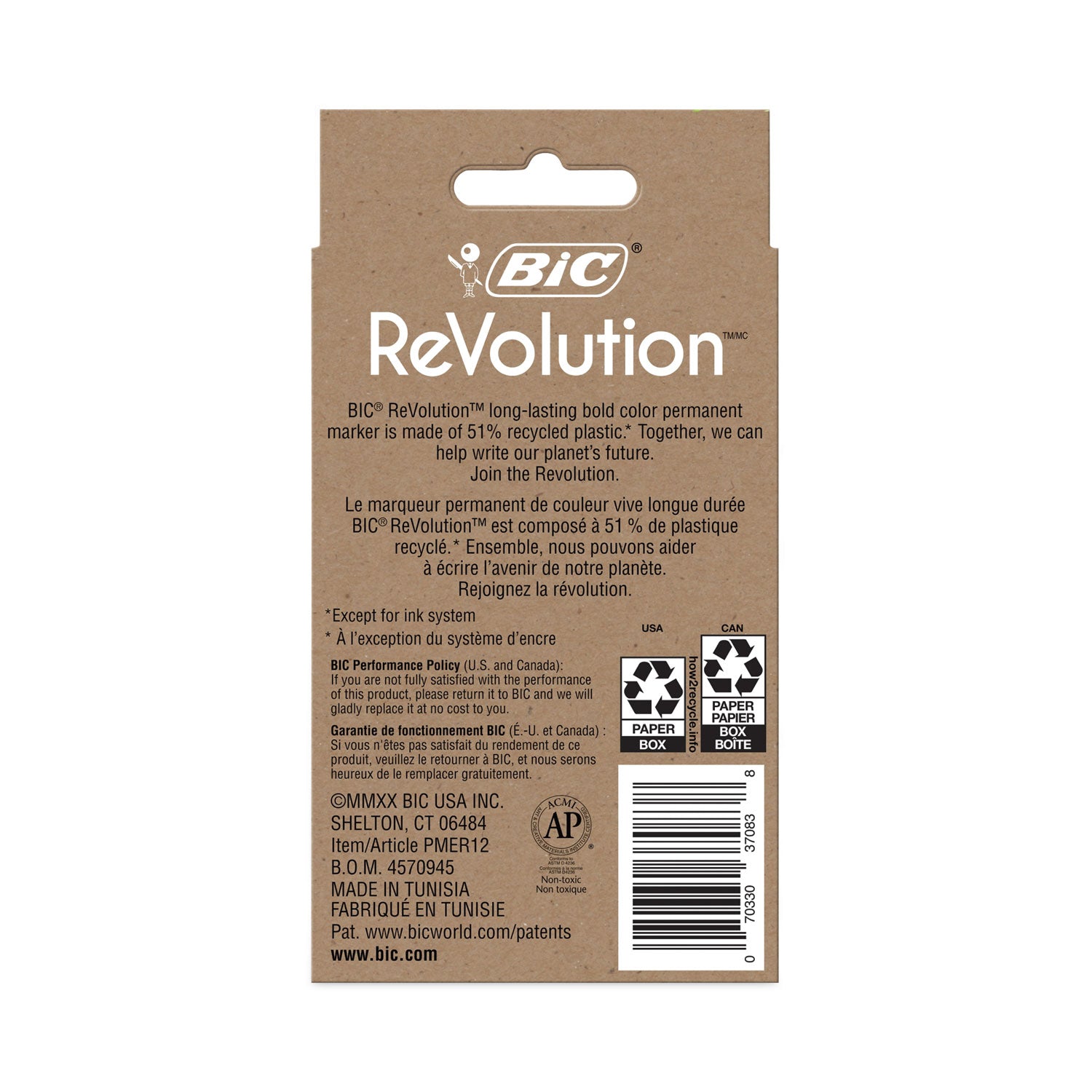 ReVolution Permanent Markers, Fine Bullet Tip, Assorted Colors, Dozen
