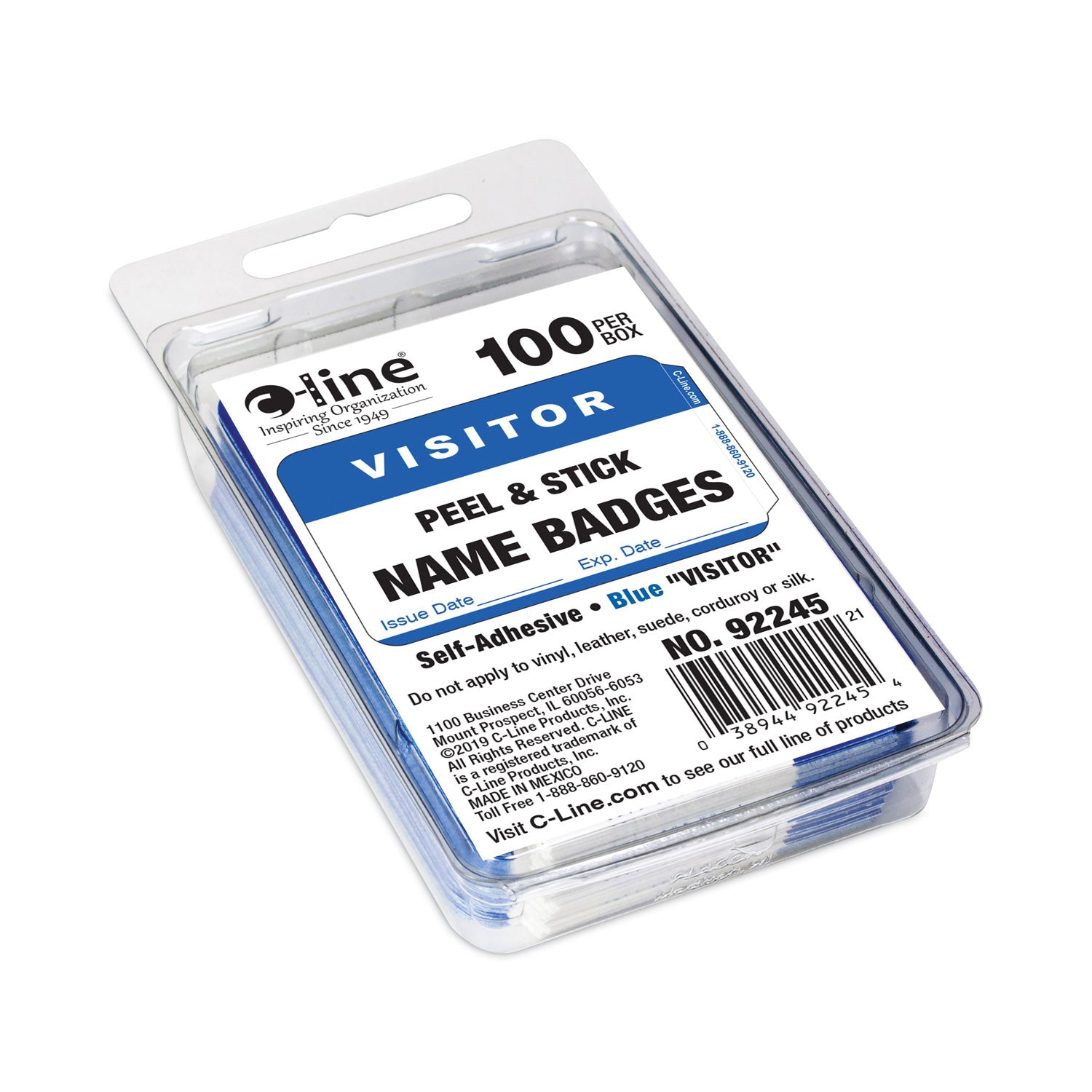 Self-Adhesive Name Badges, Hello My Name Is, Blue, 3.5 x 2.25, 100/BX