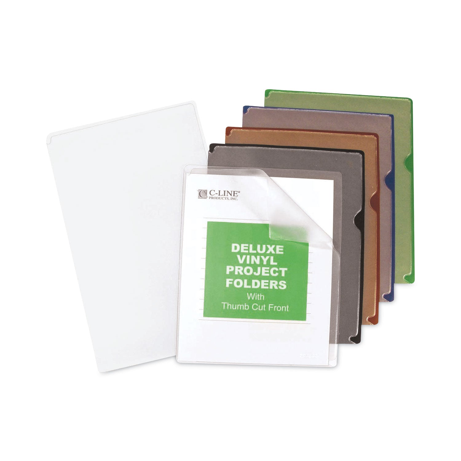 Deluxe Vinyl Project Folders, Letter Size, Assorted Colors, 35/Box - 