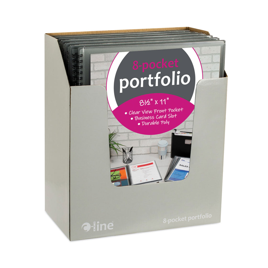 Eight-Pocket Portfolio, Polypropylene, 8.5 x 11, Smoke/Smoke
