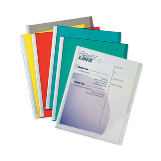 Vinyl Report Covers, 0.13" Capacity, 8.5 x 11, Clear/Assorted, 50/Box
