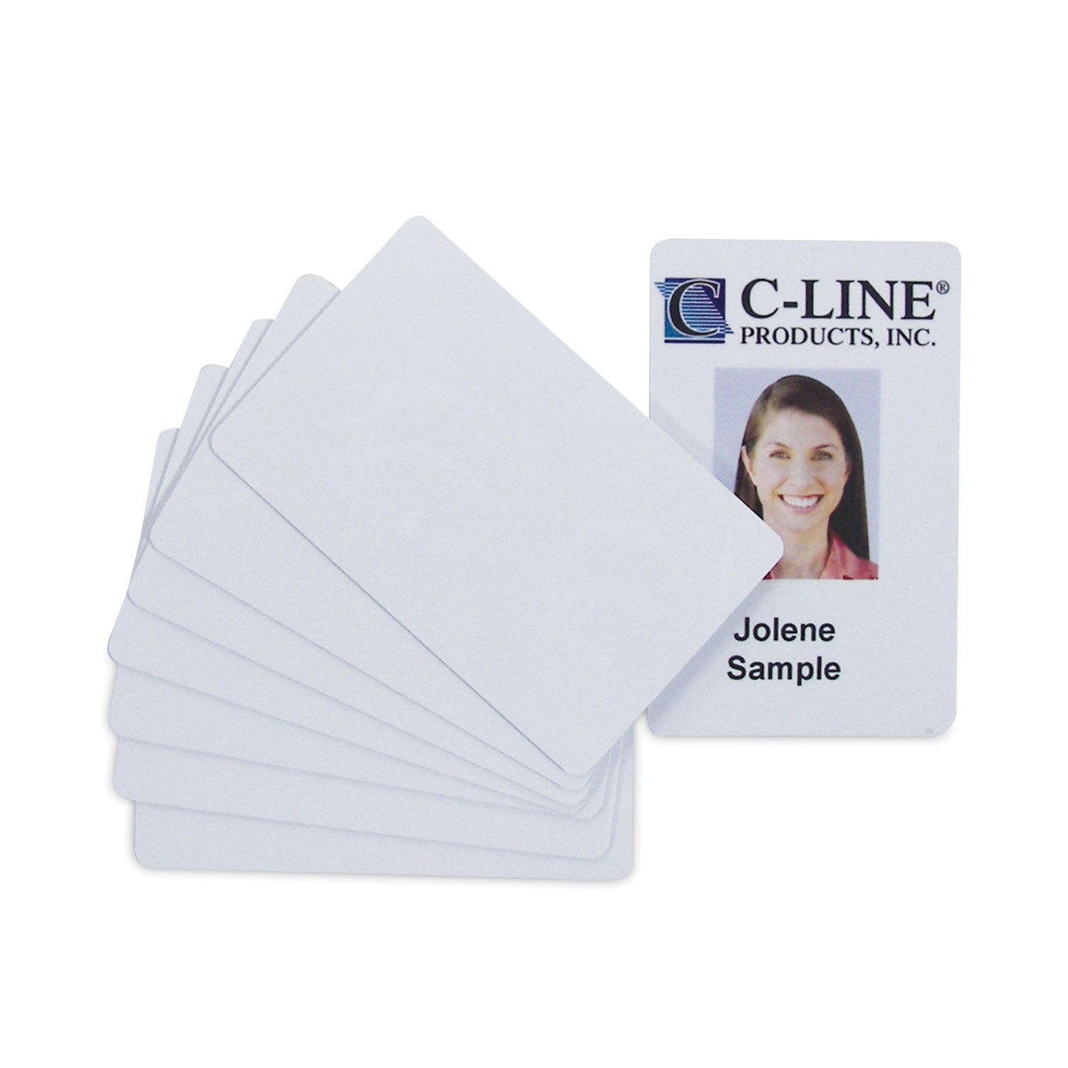 PVC ID Badge Card, 3.38 x 2.13, White, 100/Pack - 