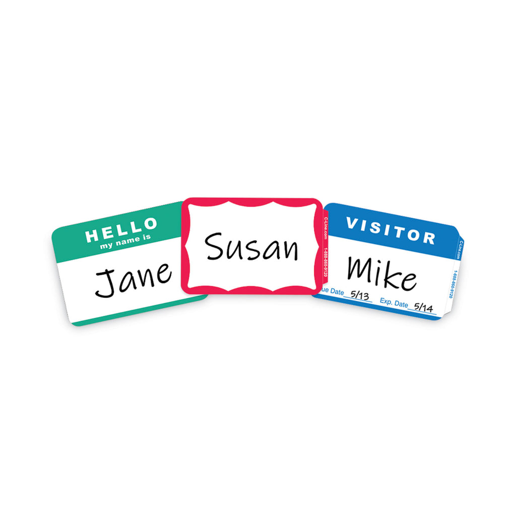 Self-Adhesive Name Badges, Hello My Name Is, Blue, 3.5 x 2.25, 100/BX
