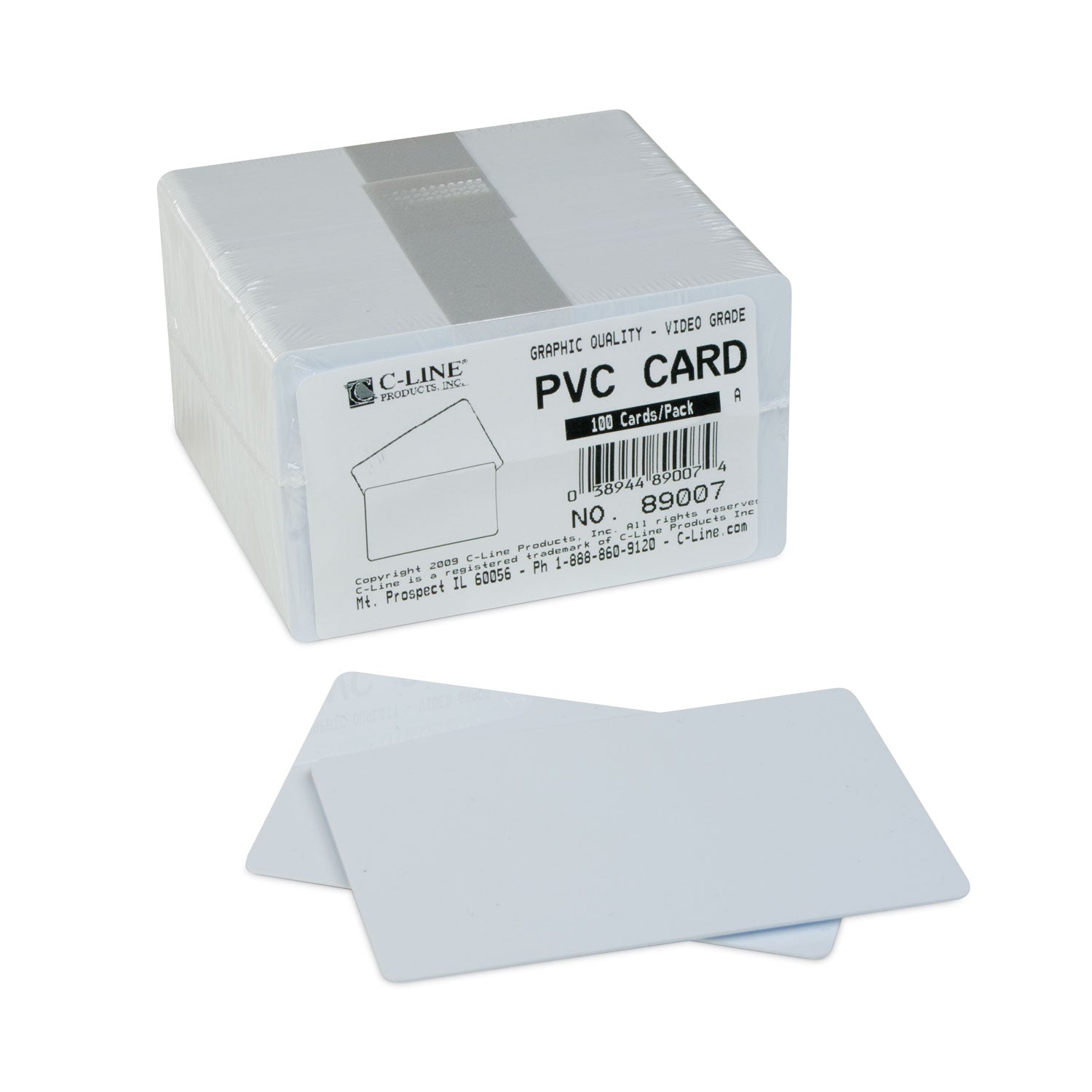 PVC ID Badge Card, 3.38 x 2.13, White, 100/Pack - 