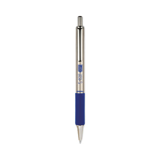 F-402 Ballpoint Pen, Retractable, Fine 0.7 mm, Blue Ink, Stainless Steel/Blue Barrel, 2/Pack