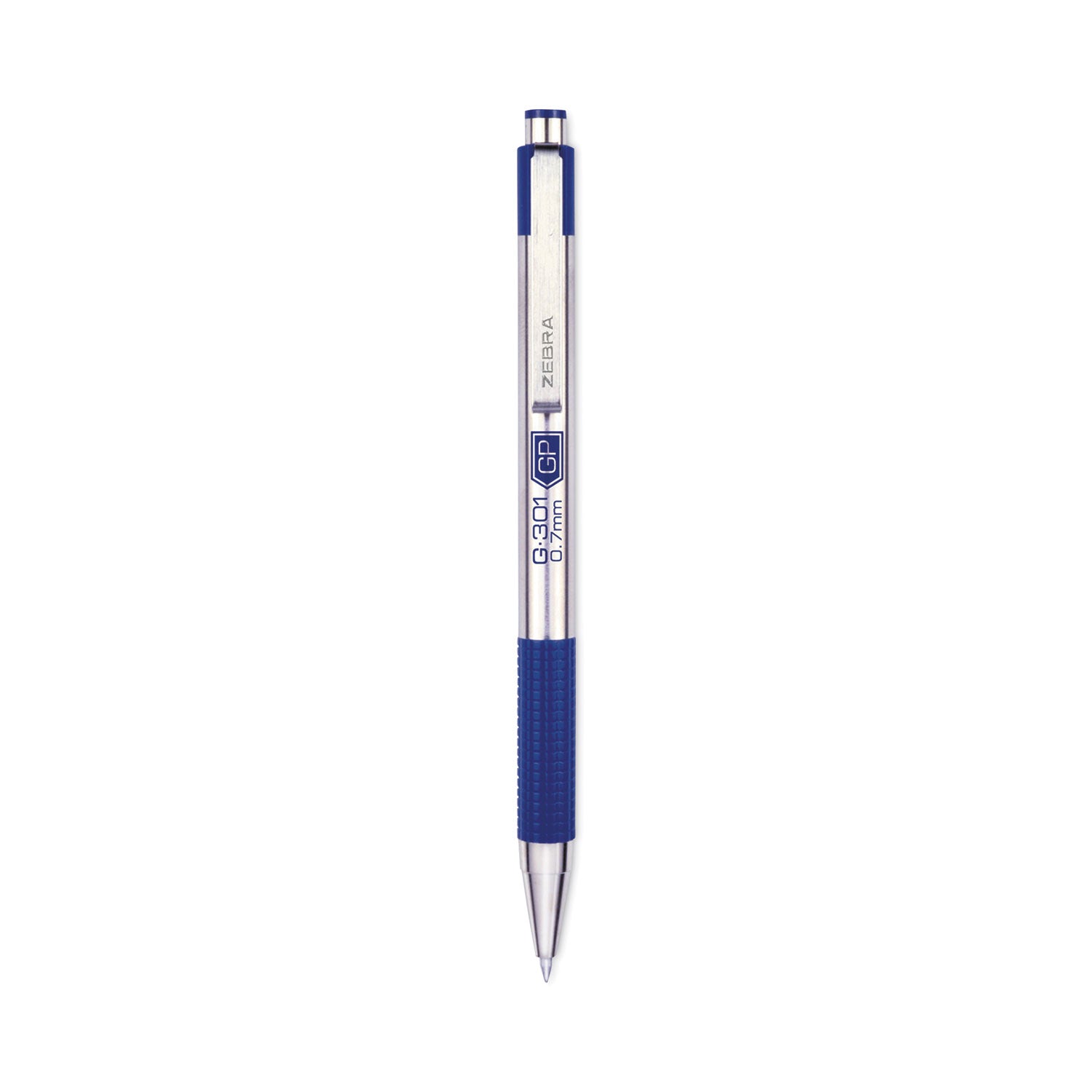 G-301 Gel Pen, Retractable, Medium 0.7 mm, Blue Ink, Stainless Steel/Blue Barrel - 