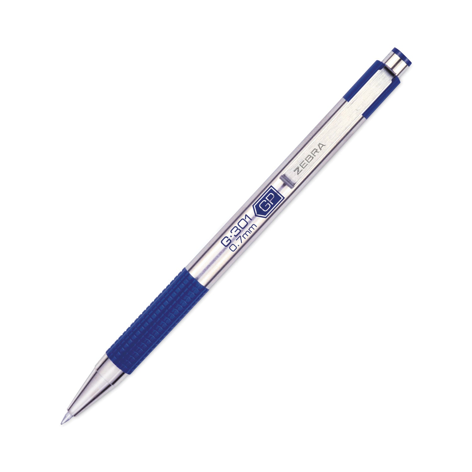 G-301 Gel Pen, Retractable, Medium 0.7 mm, Blue Ink, Stainless Steel/Blue Barrel - 