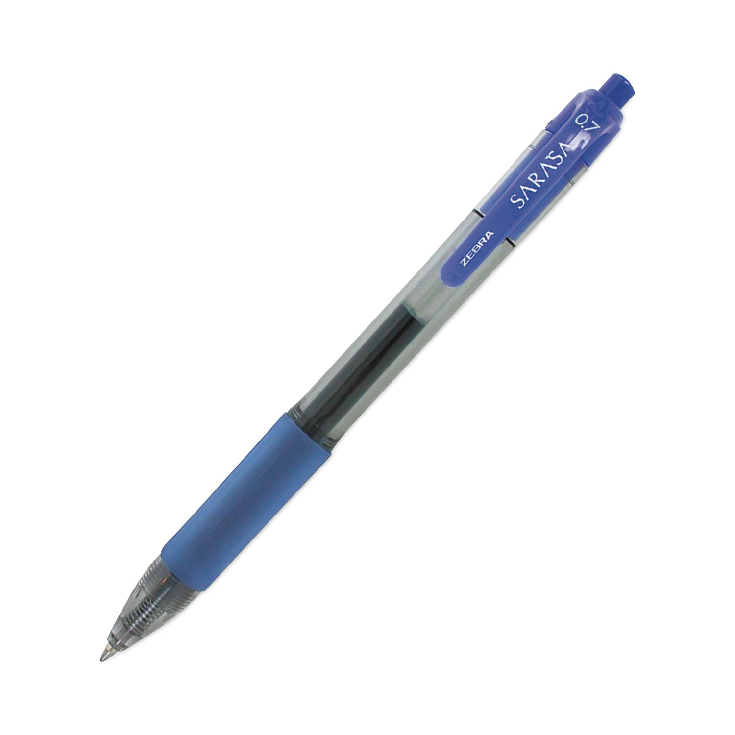 Sarasa Dry Gel X20 Gel Pen, Retractable, Medium 0.7 mm, Blue Ink, Clear/Blue Barrel, 12/Pack - 