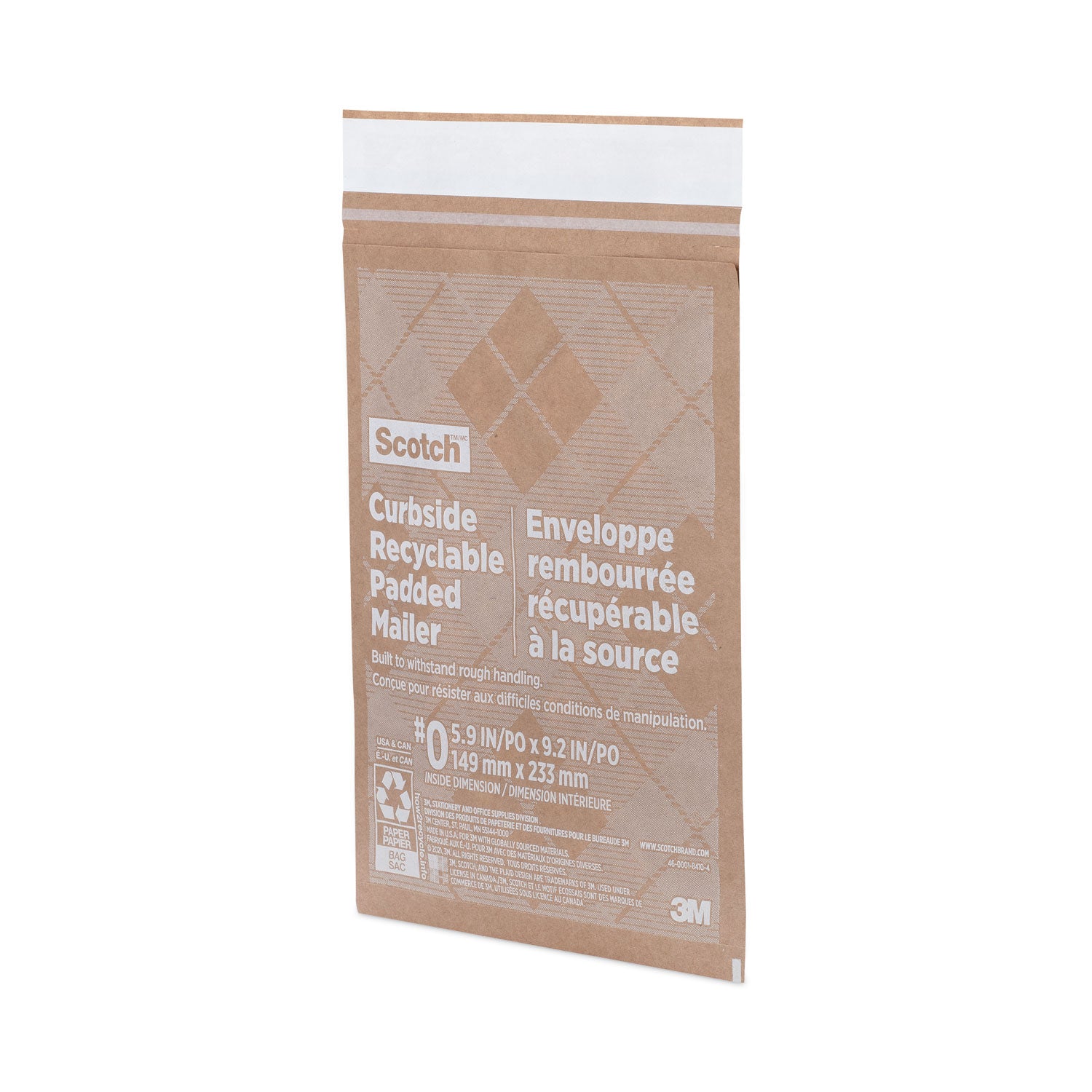 curbside-recyclable-padded-mailer-#0-bubble-cushion-self-adhesive-closure-7-x-1125-natural-kraft-100-carton_mmmcr01 - 2