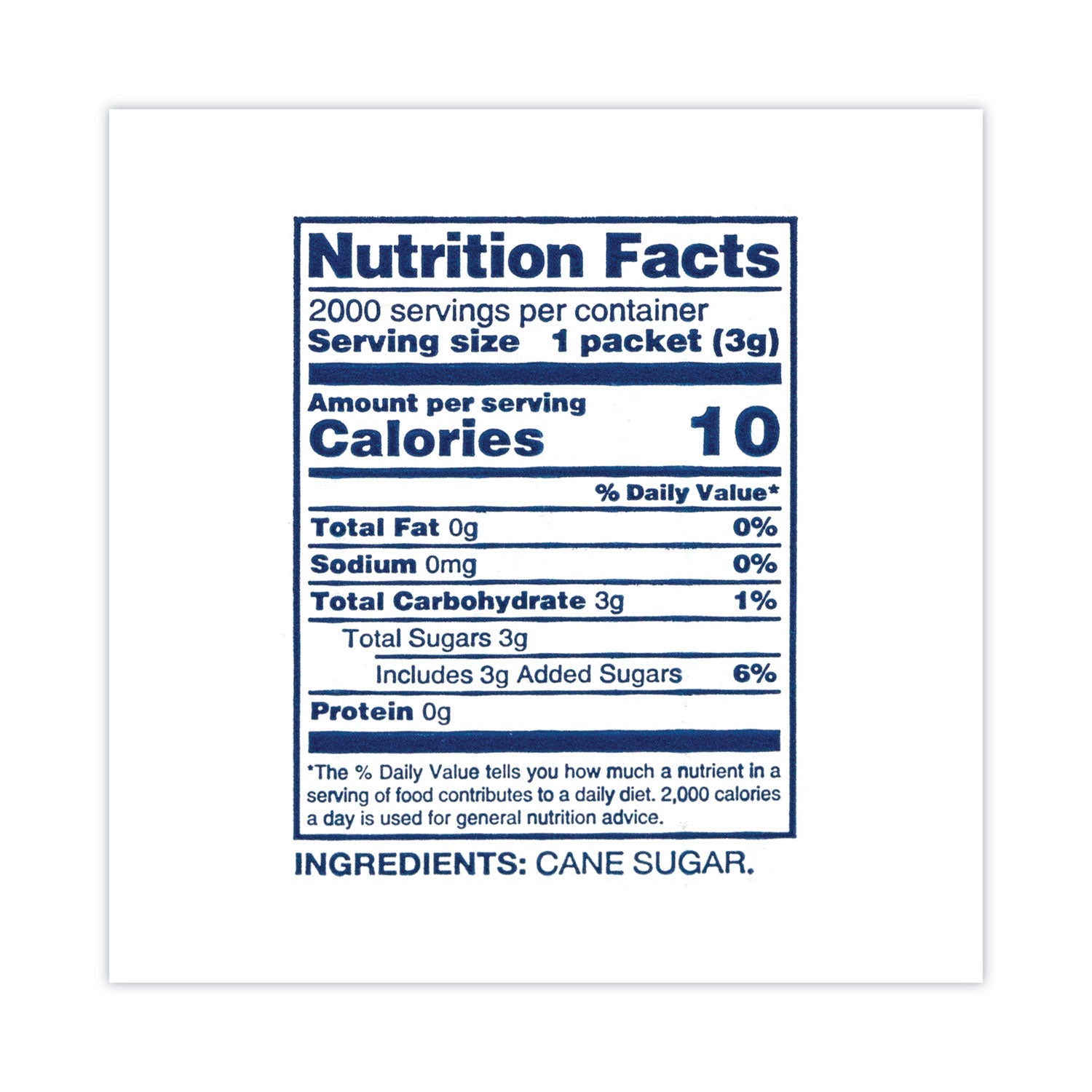 Sugar Packets, 0.1 oz Packet, 2,000/Carton, Ships in 1-3 Business Days