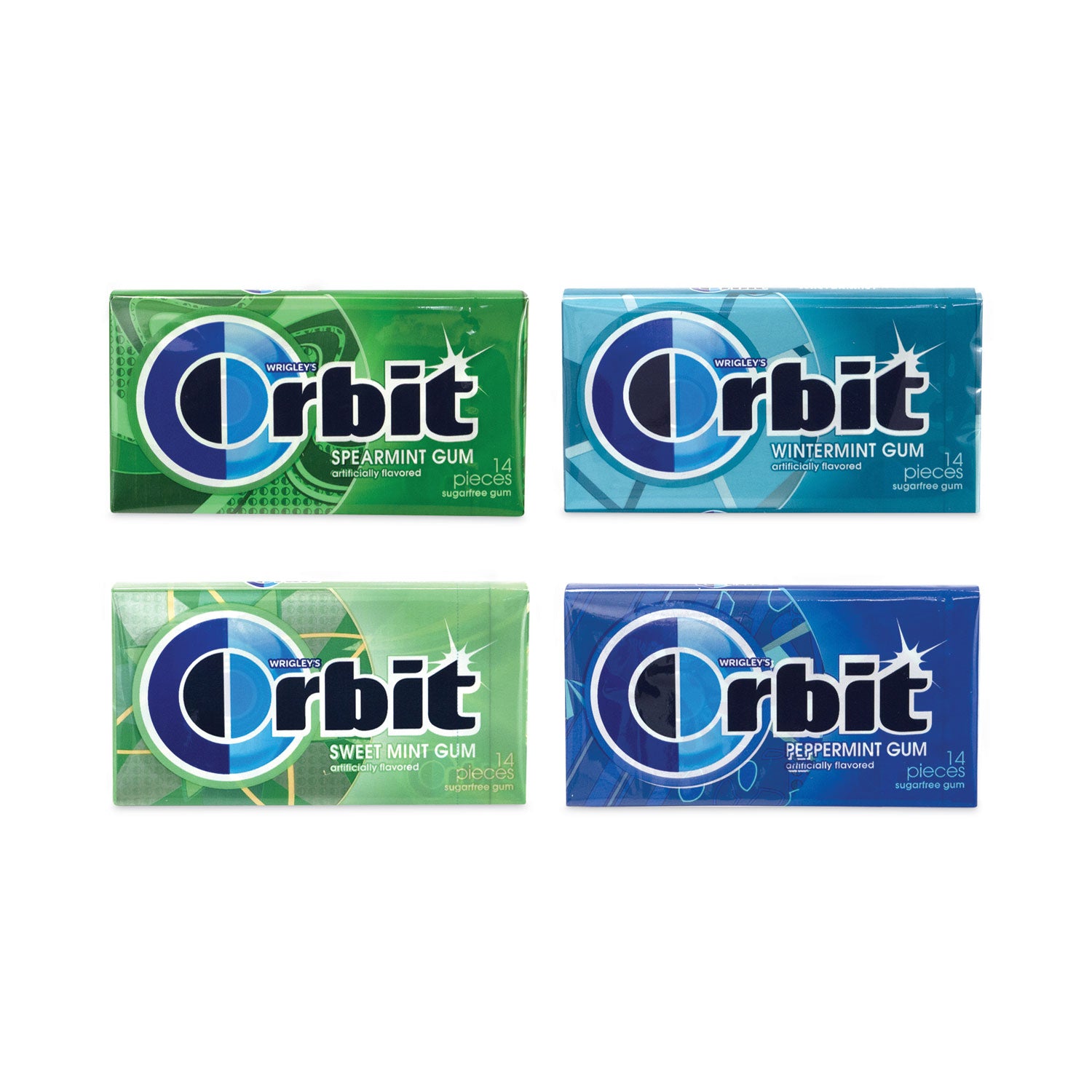 Sugar-Free Chewing Gum Variety Box, Four Mint Flavors, 14 Pieces/Pack, 18 Packs/Carton, Ships in 1-3 Business Days