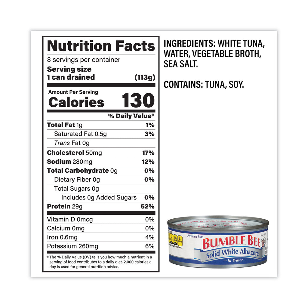Solid White Albacore Tuna in Water, 5 oz Can, 8/Pack, Ships in 1-3 Business Days