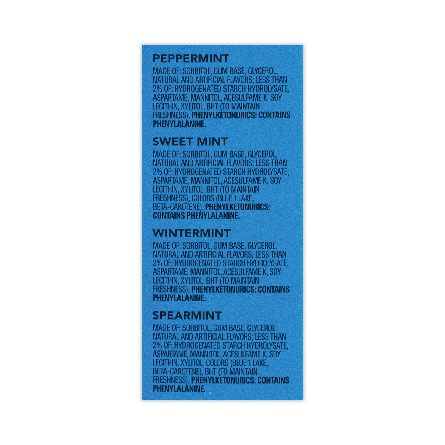 Sugar-Free Chewing Gum Variety Box, Four Mint Flavors, 14 Pieces/Pack, 18 Packs/Carton, Ships in 1-3 Business Days