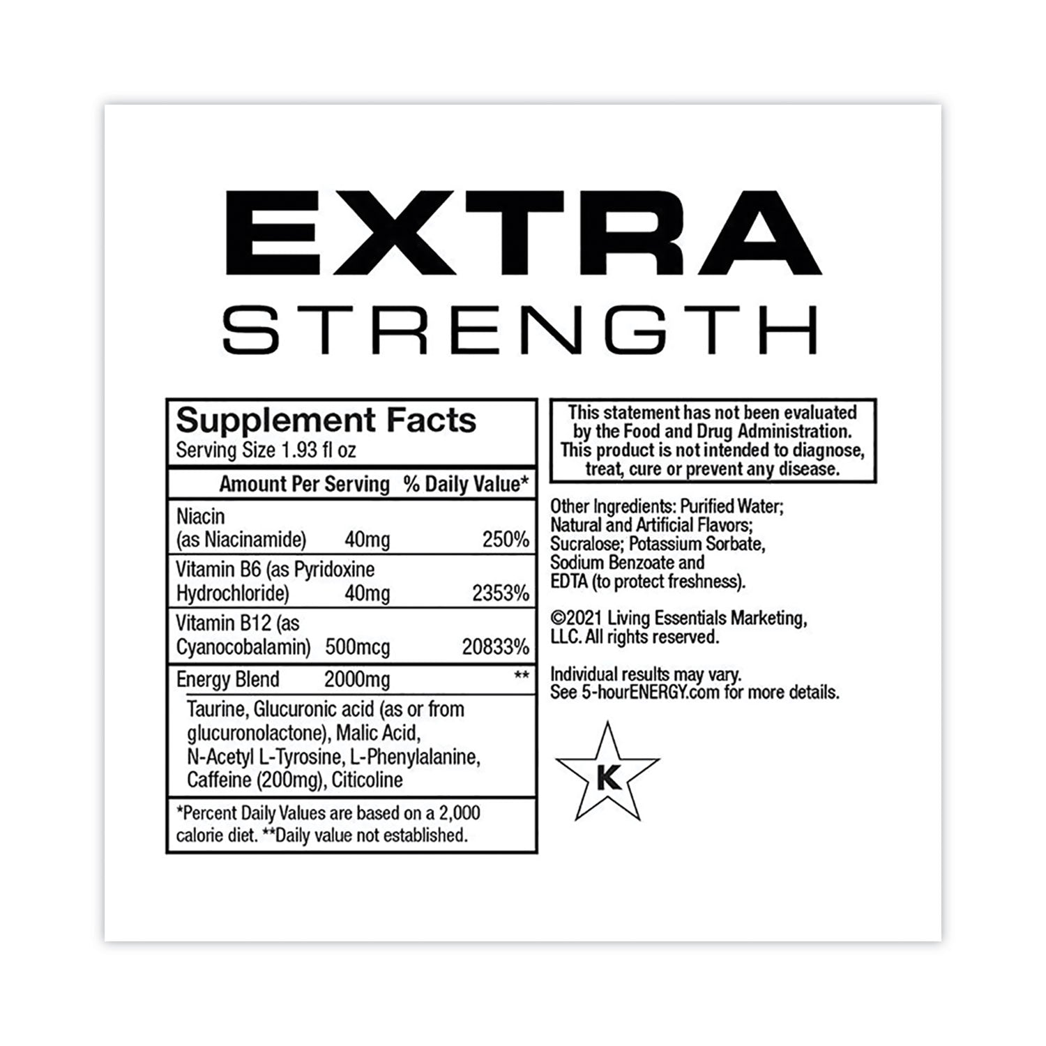 Extra Strength Energy Drink, Berry, 1.93 oz Bottle, 24/Carton, Ships in 1-3 Business Days