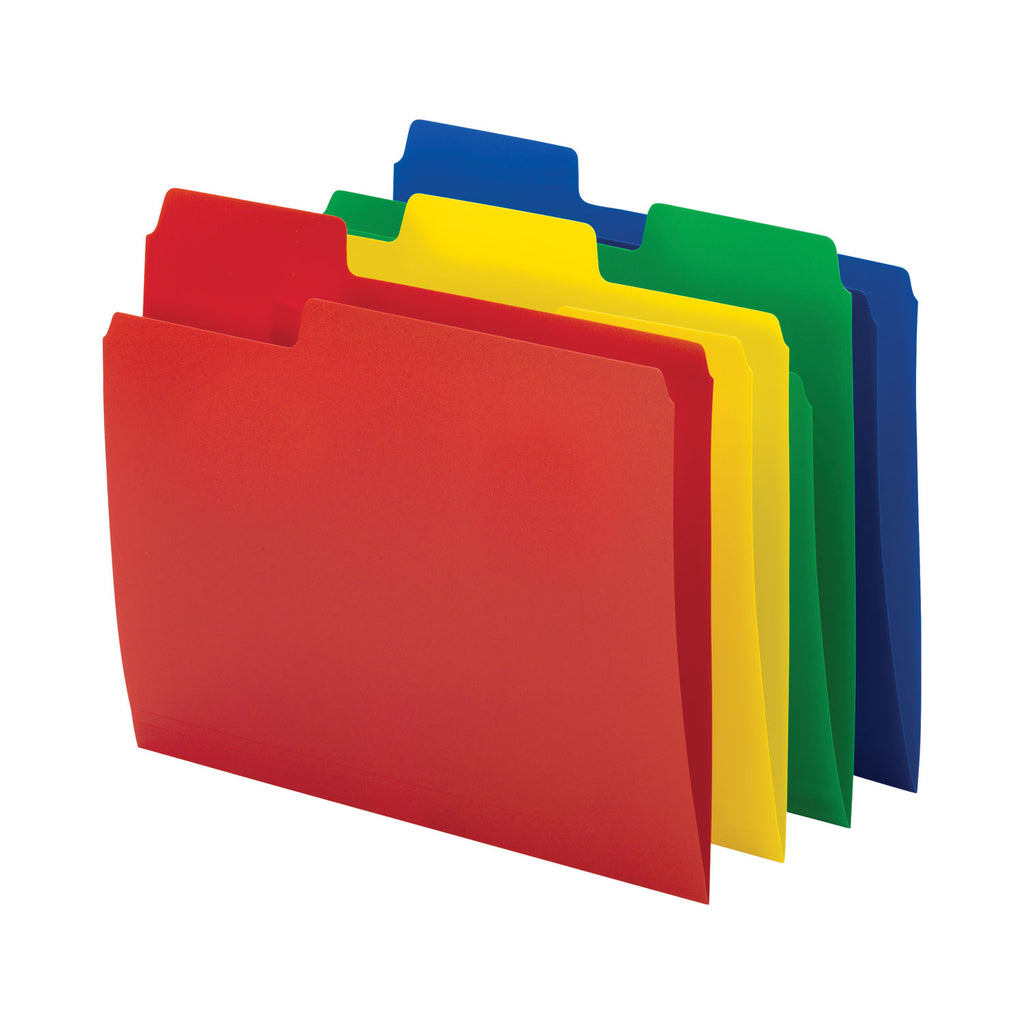SuperTab Top Tab File Folders, 1/3-Cut Tabs: Assorted, Letter Size, 0.75" Expansion, Polypropylene, 12/Pack