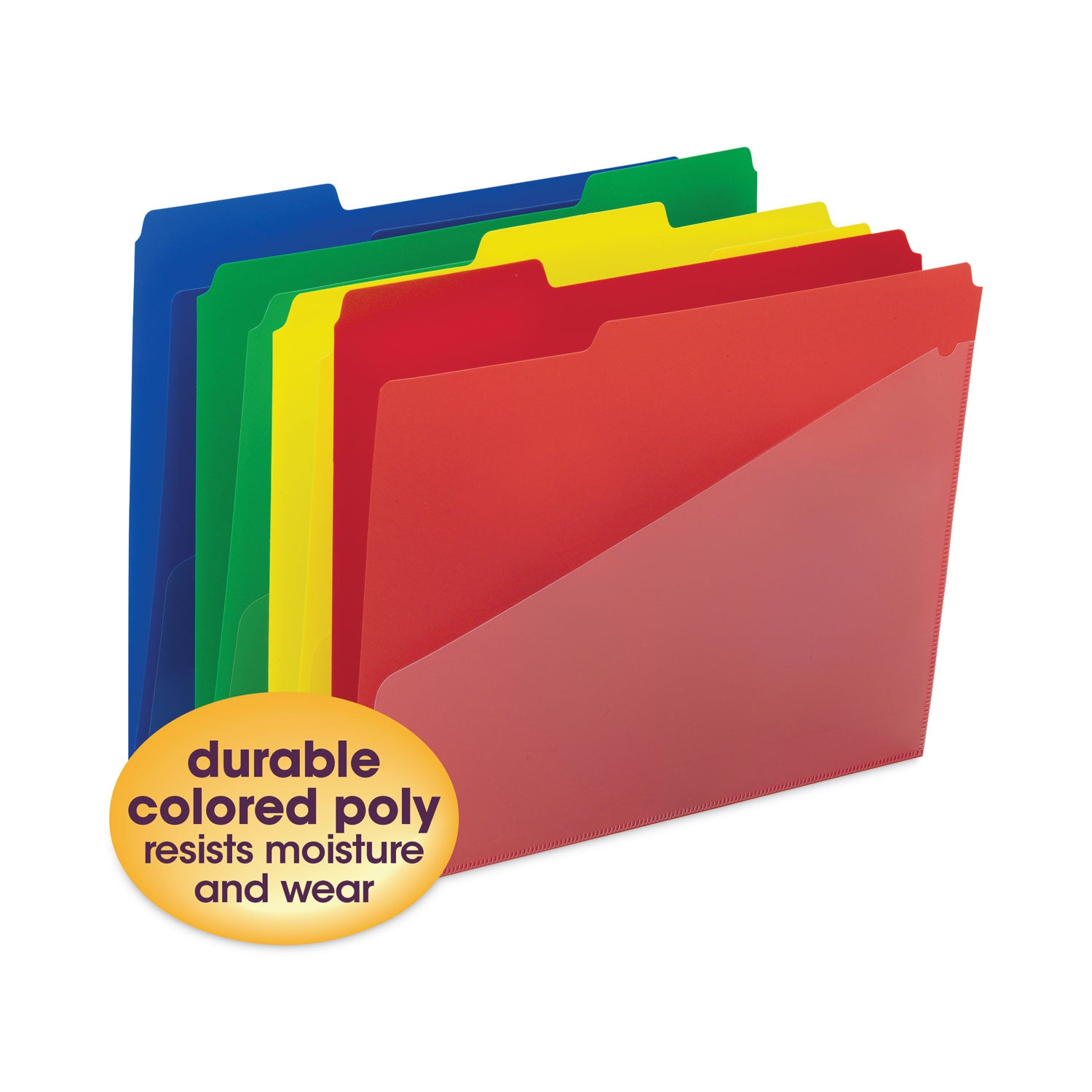poly-colored-file-folders-with-slash-pocket-1-3-cut-tabs-assorted-letter-size-075-expansion-assorted-colors-12-pack_smd10541 - 3