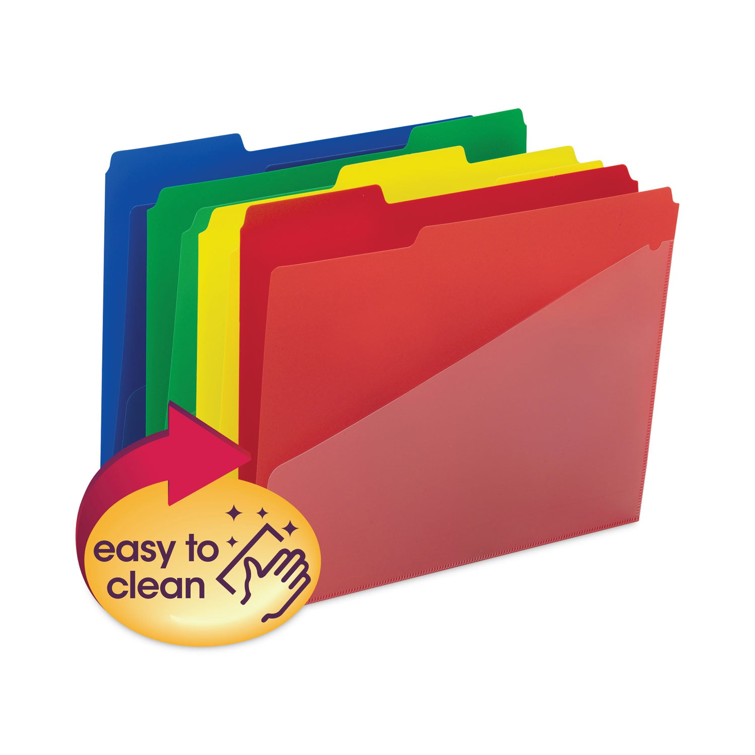 poly-colored-file-folders-with-slash-pocket-1-3-cut-tabs-assorted-letter-size-075-expansion-assorted-colors-12-pack_smd10541 - 2