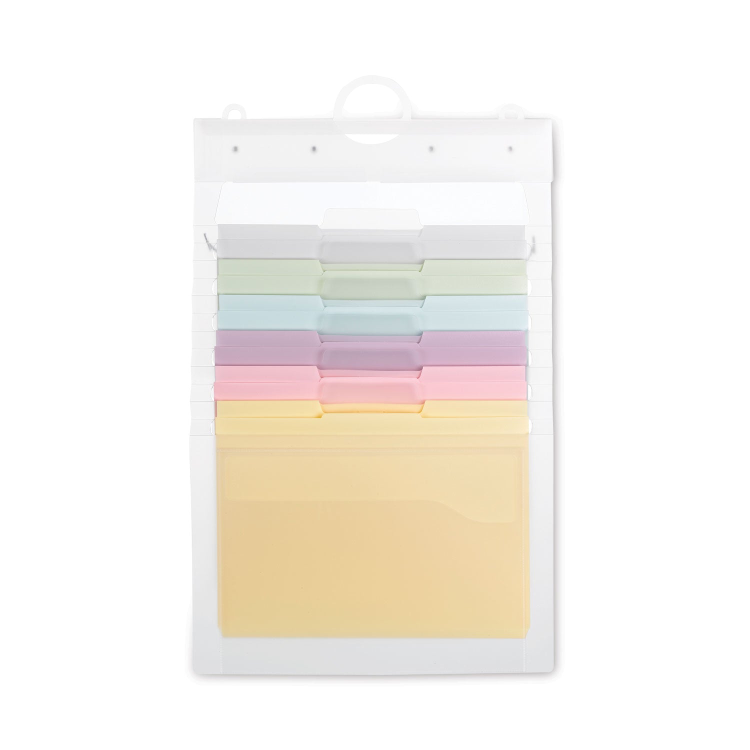 cascading-wall-organizer-6-sections-letter-size-1425-x-2425-blue-clear-gray-green-orange-pink-purple_smd92064 - 1