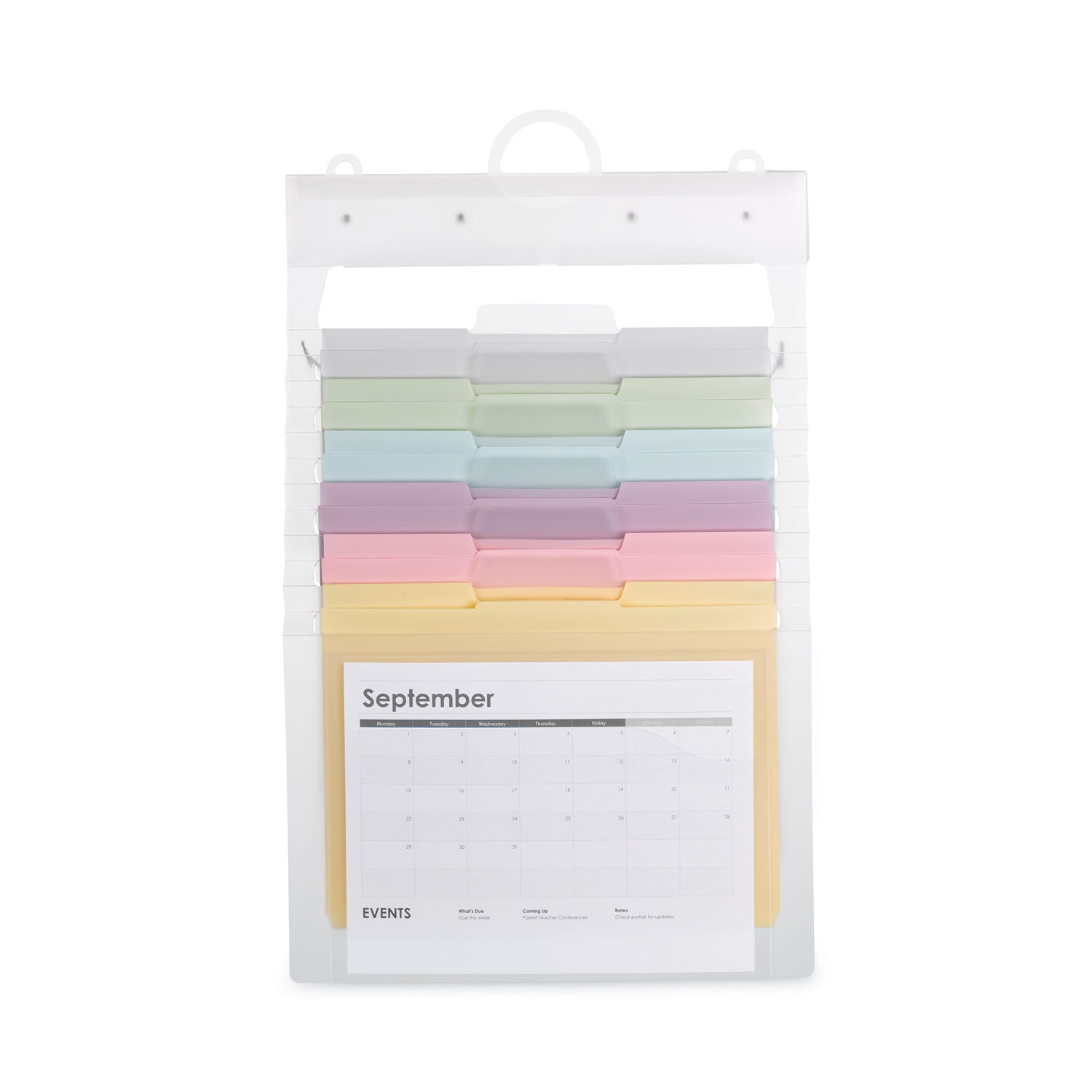 cascading-wall-organizer-6-sections-letter-size-1425-x-2425-blue-clear-gray-green-orange-pink-purple_smd92064 - 2