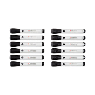 U-Defense Antimicrobial Dry-Erase Markers, Broad Chisel Tip, Black, 12/Pack