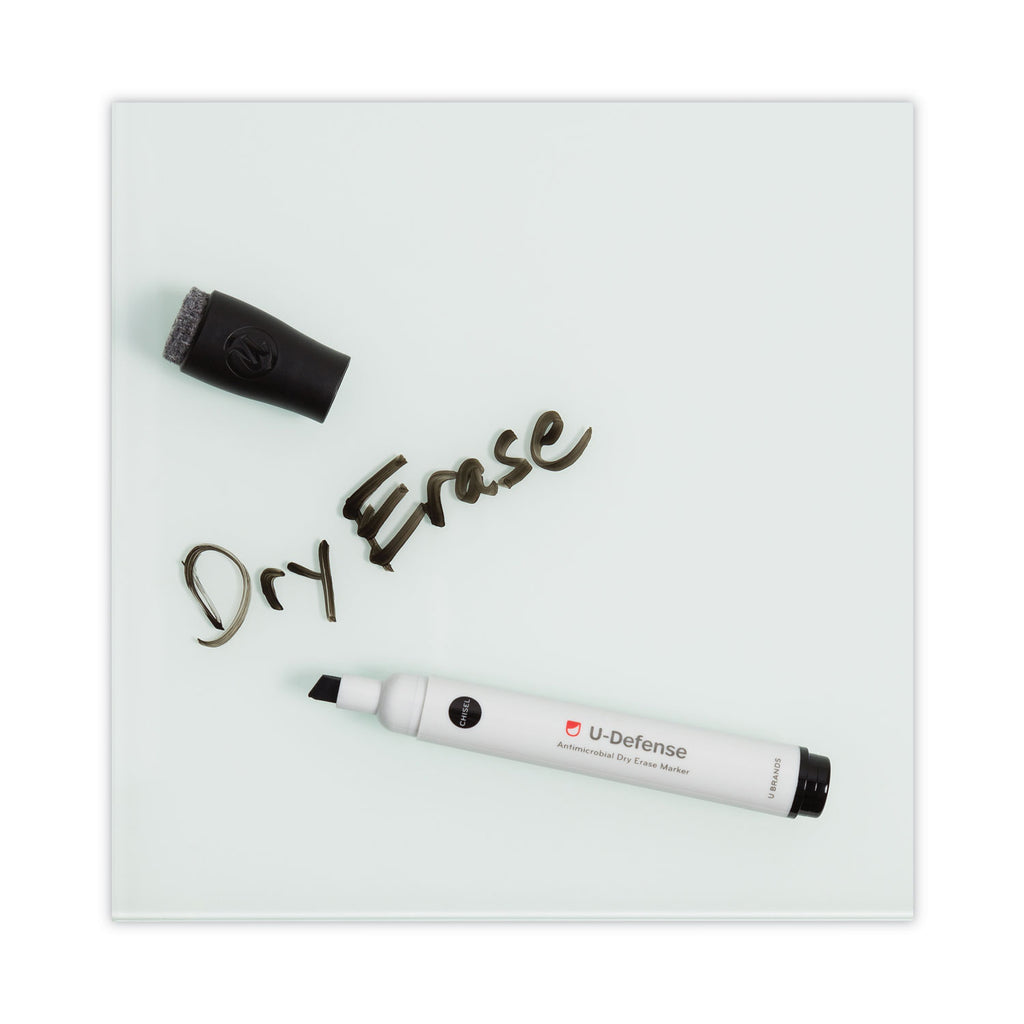 U-Defense Antimicrobial Dry-Erase Markers, Broad Chisel Tip, Black, 12/Pack