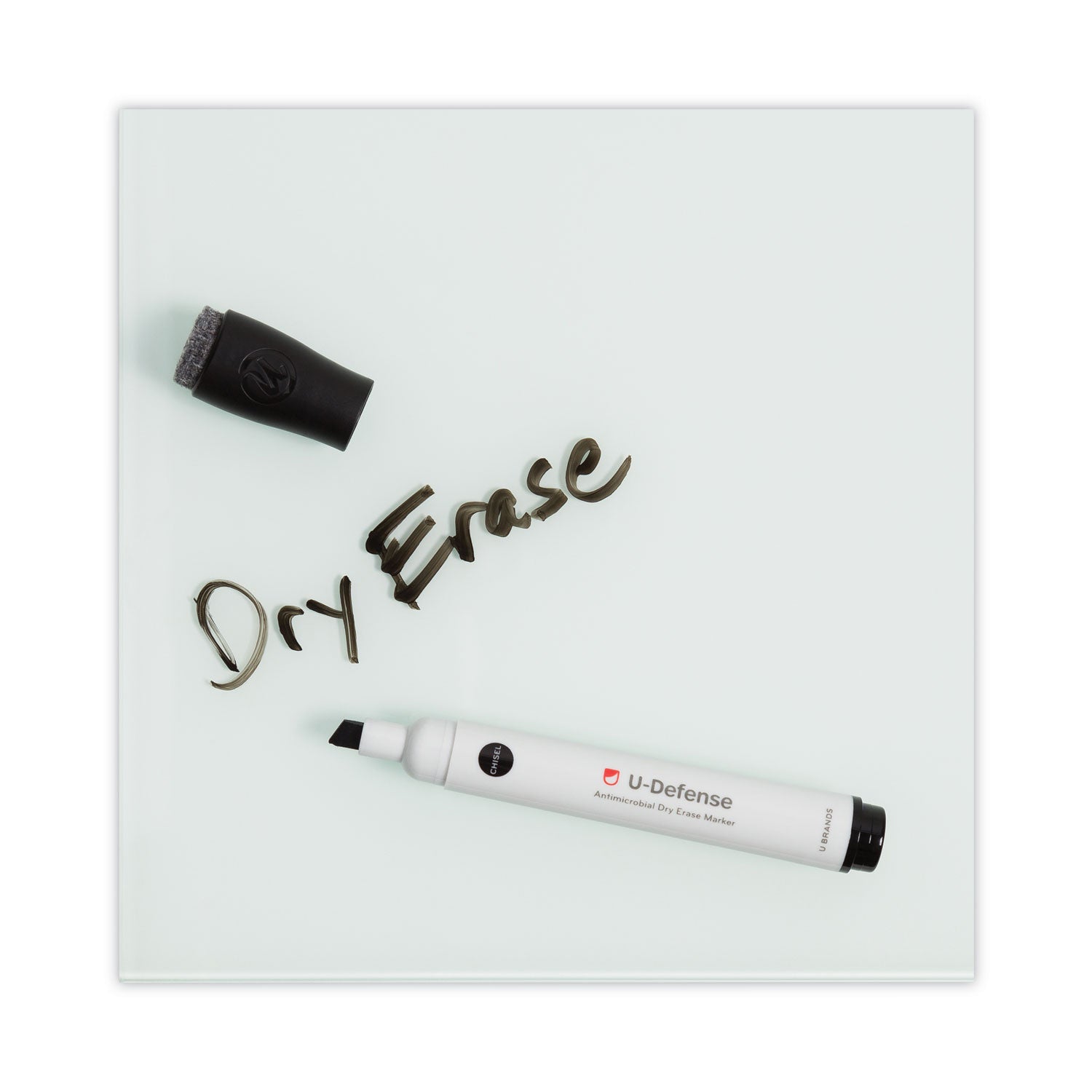 U-Defense Antimicrobial Dry-Erase Markers, Broad Chisel Tip, Black, 12/Pack