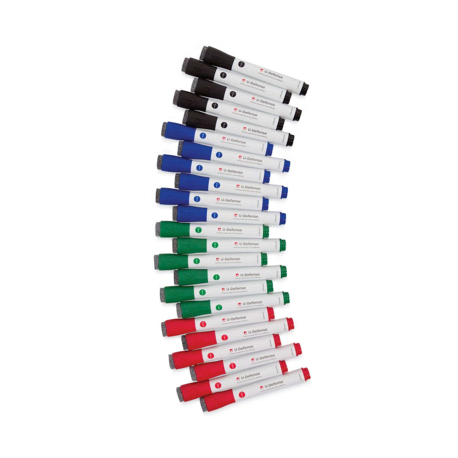 U-Defense Antimicrobial Dry-Erase Markers, Medium Bullet Tip, Assorted Colors, 24/Pack