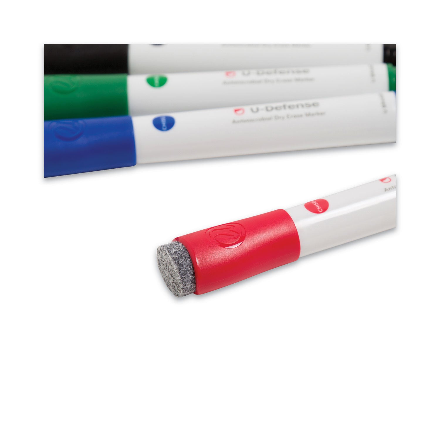 U-Defense Antimicrobial Dry-Erase Markers, Medium Bullet Tip, Assorted Colors, 24/Pack