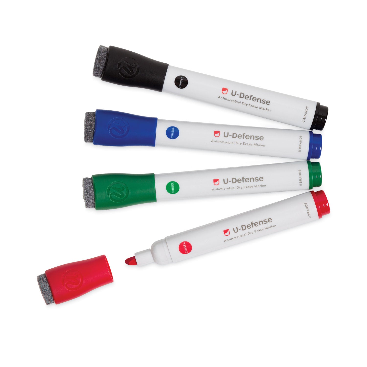 U-Defense Antimicrobial Dry-Erase Markers, Medium Bullet Tip, Assorted Colors, 24/Pack