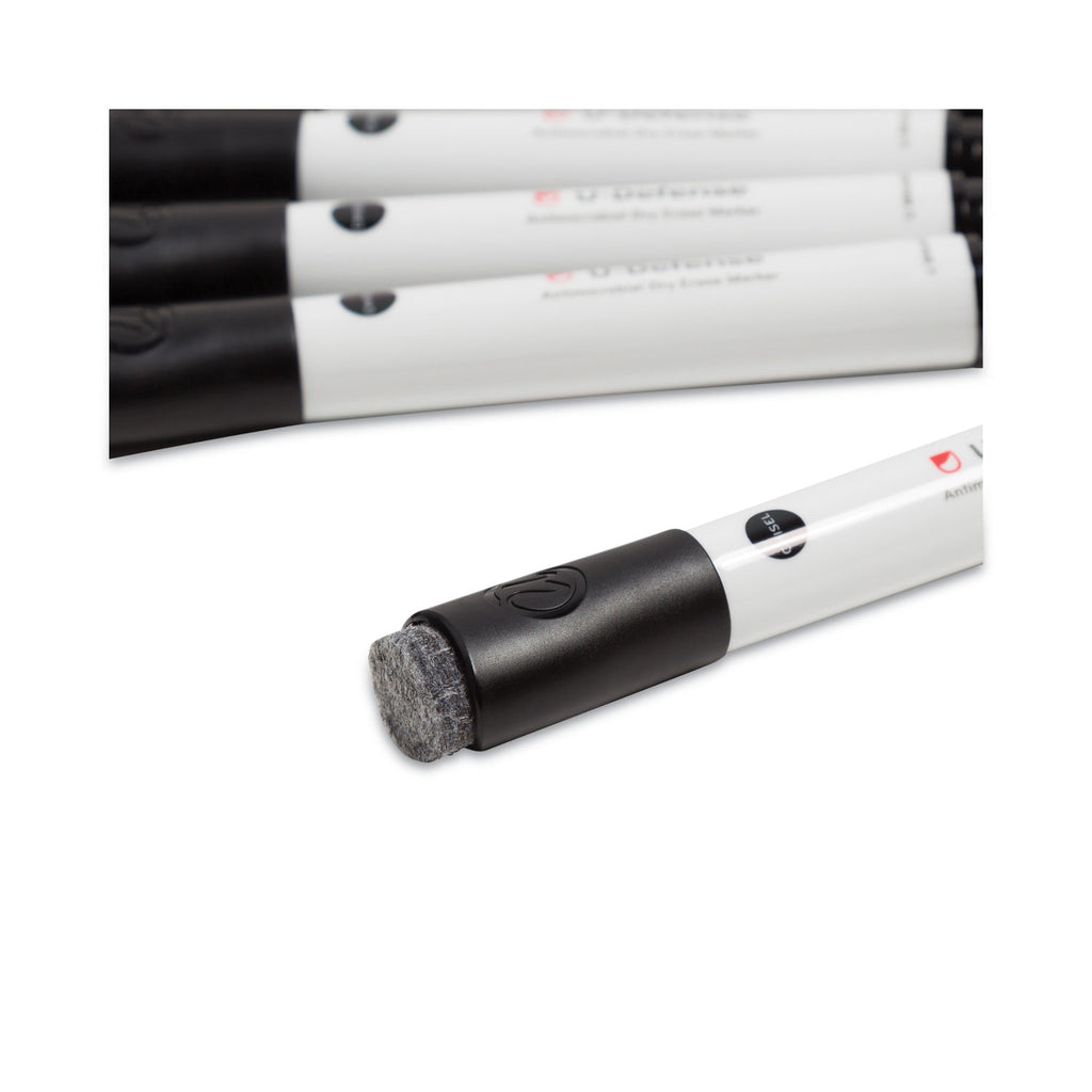 U-Defense Antimicrobial Dry-Erase Markers, Broad Chisel Tip, Black, 12/Pack