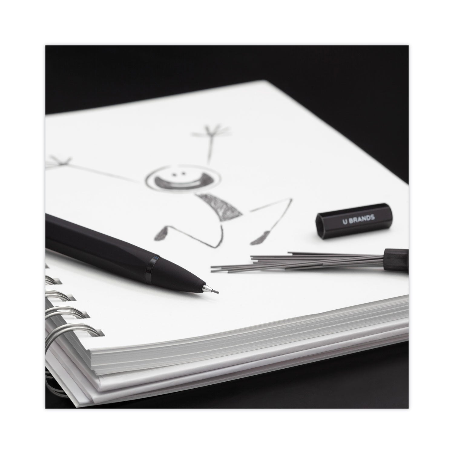 Cambria Soft Touch Mechanical Pencil, 0.7 mm, HB (#2), Black Lead, Black Barrel, 12/Pack