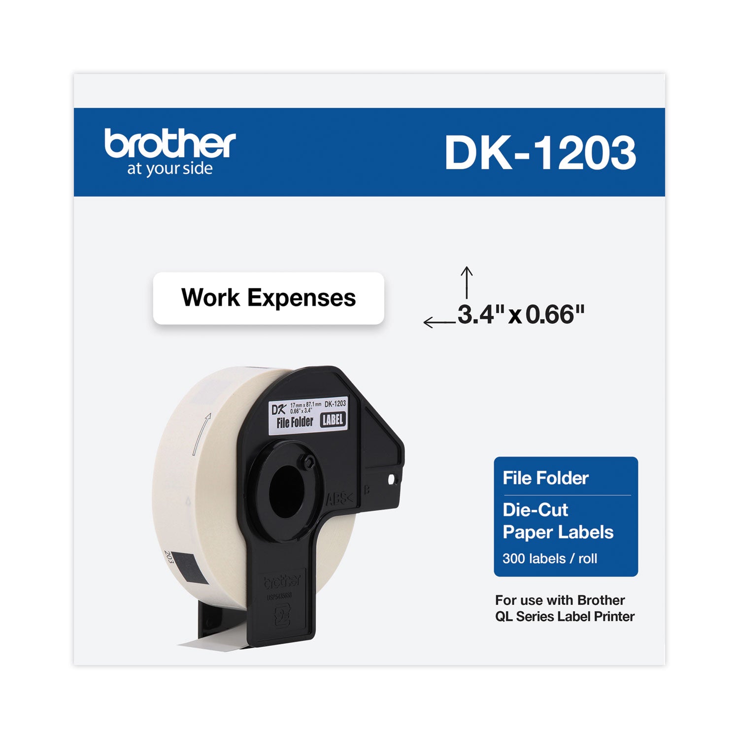 Die-Cut File Folder Labels, 0.66" x 3.4", White, 300 Labels/Roll